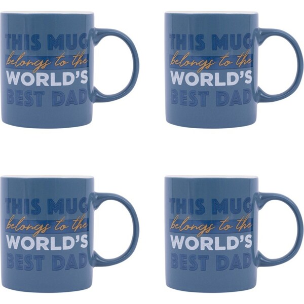 4x Splosh Fathers Day World's Best Dad 12.5cm Ceramic Mug Coffee/Tea Cup