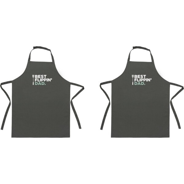 2x Splosh Fathers Day Best Flippin Dad Black Apron Cooking 90cm Polyester