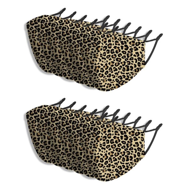 12x Splosh Adult Reusable Face Mask w/ Adjust Strap 12y+ Leopard Print