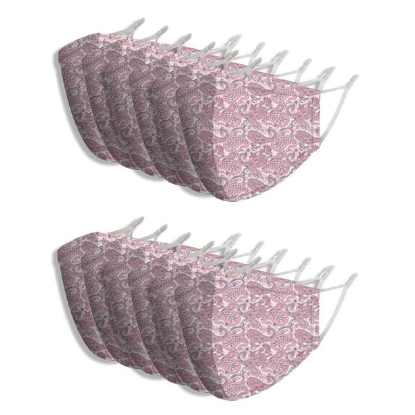 12x Splosh Adult Reusable Face Mask w/ Adjustable Strap 12y+ Pink Paisley