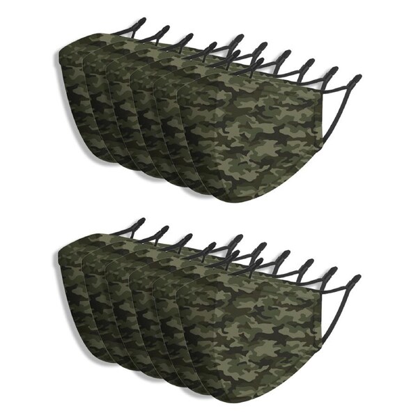 12x Splosh Adult Reusable Face Mask/Cover w/ Adjustable Strap 12y+ Camo