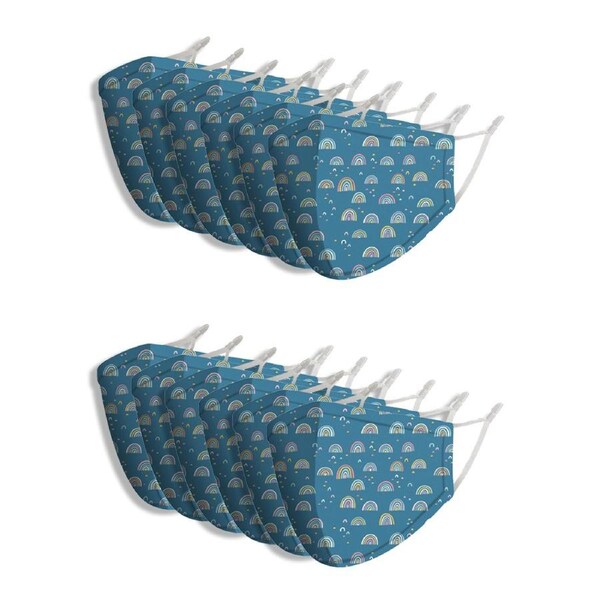 12x Splosh Kids Reusable Breathable Face Mask w/ Adjustable Strap 2y+ Rainbow