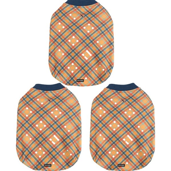 3x Frank Barker Velvet Lined Plaid Pet/Dog Winter Coat Large 34x47cm Orange
