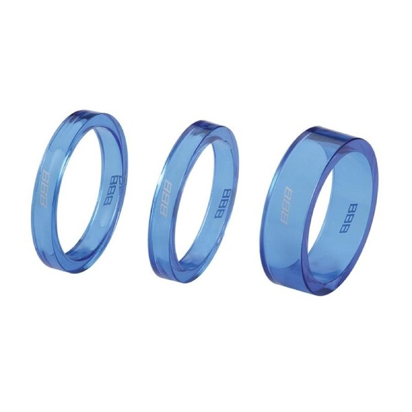 BBB Cycling TransSpace 1-1/8 2X 5mm 1X 10mm Blue Trans - Blue