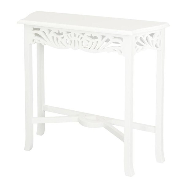 Jepara Carved Sofa Table - White