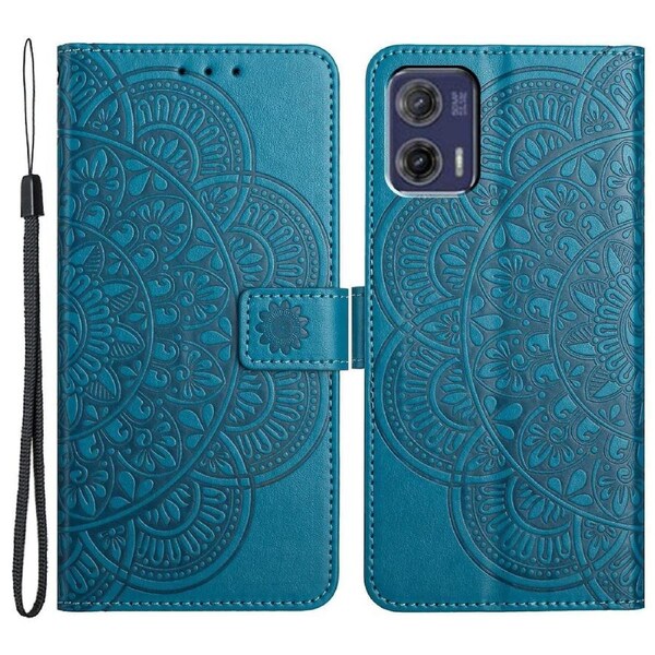 For Motorola Moto G53 5G Case PU Leather Imprinted Flower Magnetic Card Slots Phone Cover