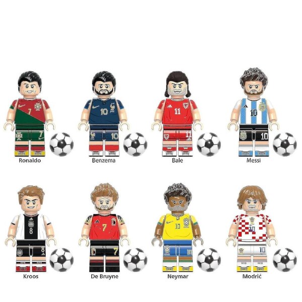 World Cup Soccer Stars Figures Building Blocks Kids Toys 4.5cm Set Of 8