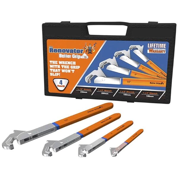 The Renovator Wrench 4 Pcs Tool Set With Carry Case Better Grip Spanner Ratchet