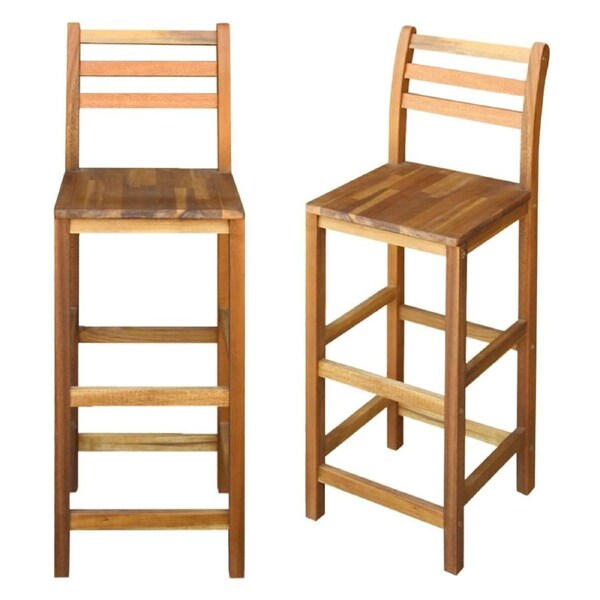 2 Pcs Wooden Bar Chair Set Kitchen Counter Seat Pub Stools Outdoor 42x36x110cm