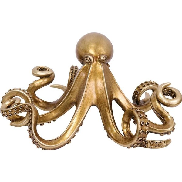LVD Octopus Decorative Display Home/Office Decor Ornament Statue 31x25cm Gold