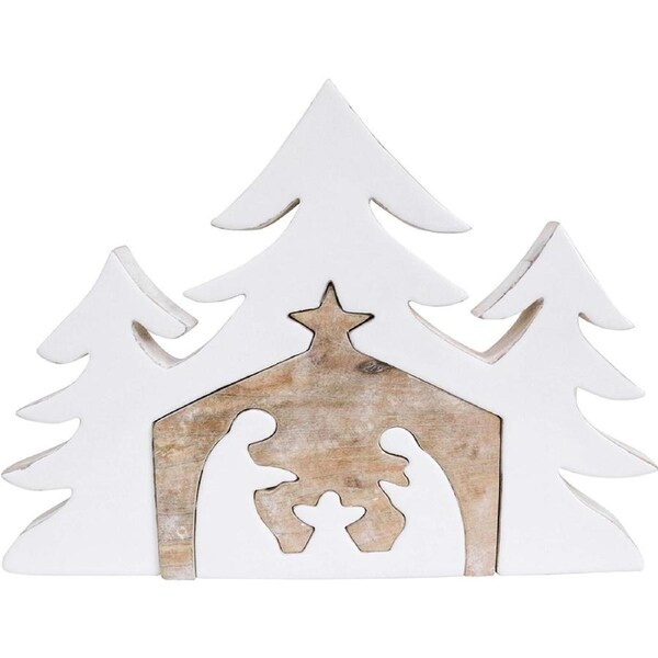 LVD Wooden Ornament Nativity Scene Large Seasonal Decorative Display Home Decor
