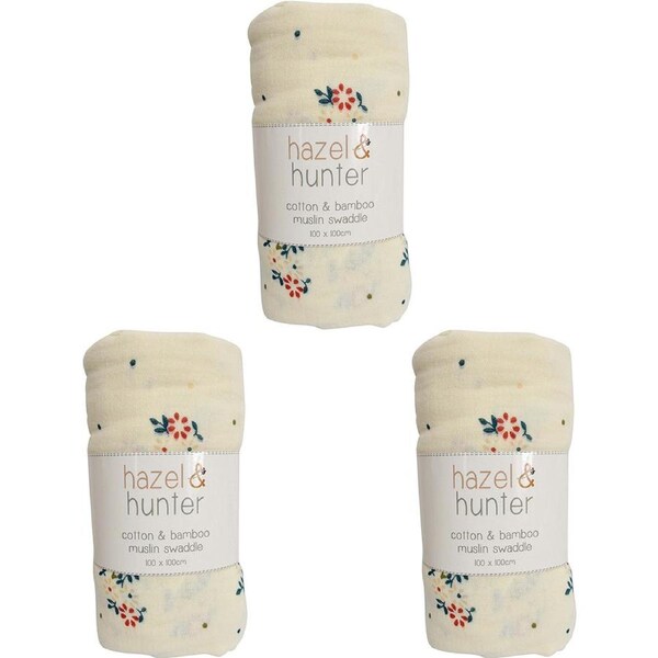 3x LVD Cotton Muslin Wrap Boho Flora Home/Nursery Decor Children/Baby 100cm