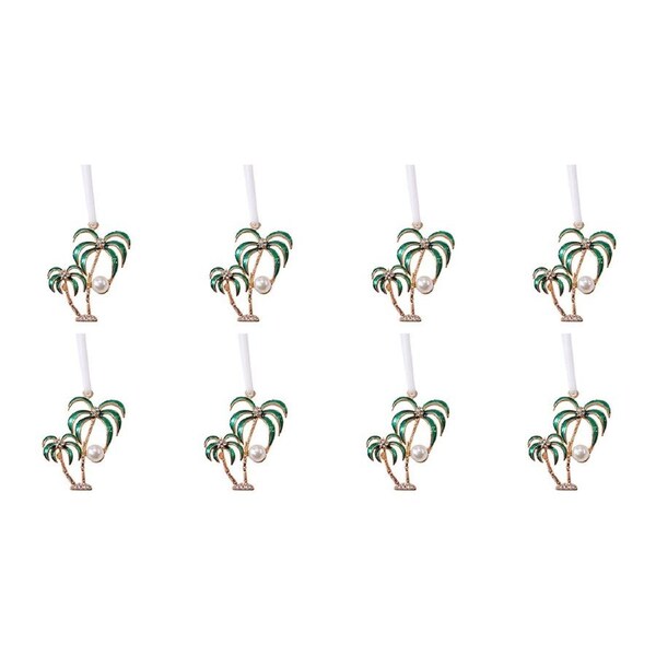 8x LVD Ornament Pearl Palms Decorative Home/Office Decor Ornament 4x4cm White