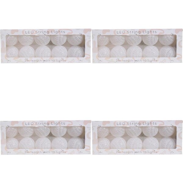 4x LVD LED 2m String 10 Lights Pastel Home/Nursery Decor Children/Baby White