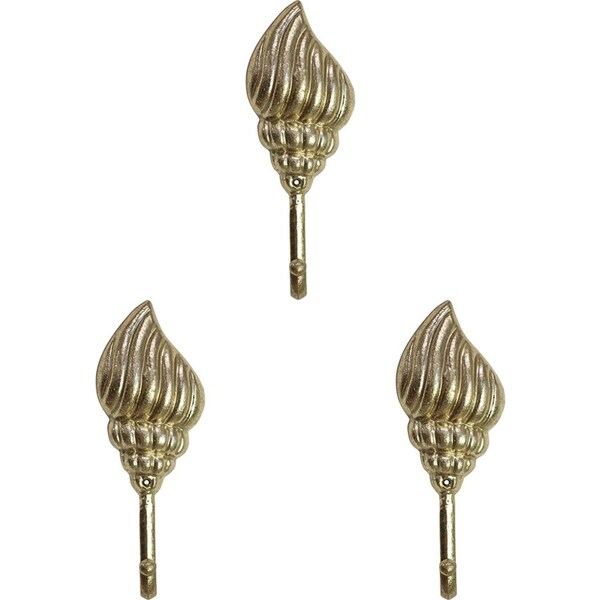 3x LVD Shell Hook Gold Decorative Home Decor Ornament Statue 12.5x16cm Gold