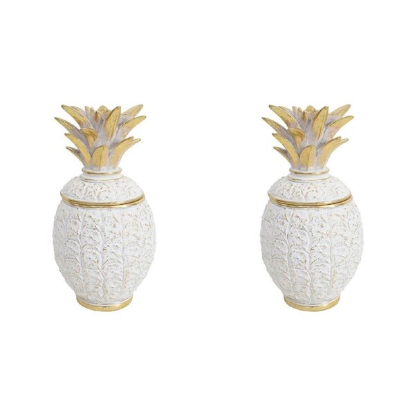 2x LVD Pineapple Trinket Storage Box Decorative Decor Ornament Statue 11x20.5cm