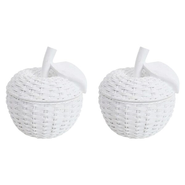 2x LVD Apple Trinket Storage Box Weave Decorative Home Ornament Statue 10.5x12cm