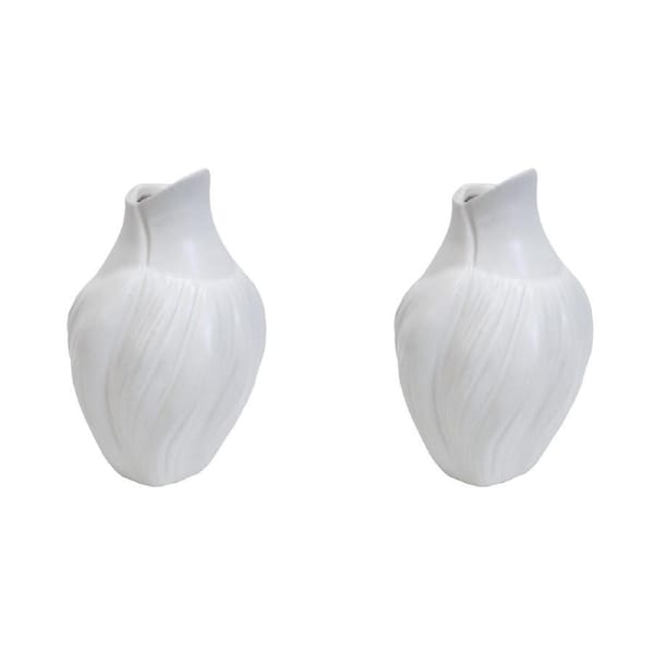 2x LVD Ceramic Petite Flower Vase B Decorative Tabletop Display Home Decor White