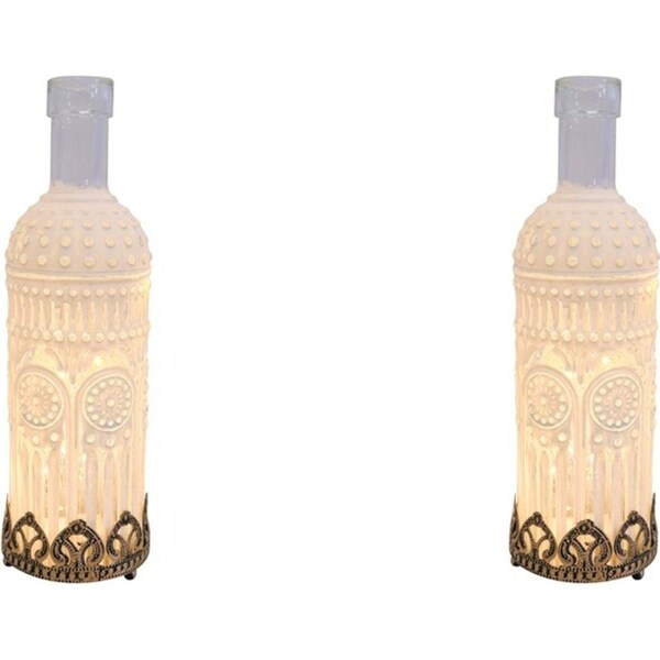 2x LVD Lantern LED Gatsby Decorative Lighting Tabletop Display Home Decor White