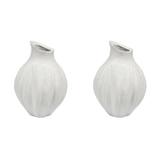 2x LVD Ceramic Petite Flower Vase A Decorative Tabletop Display Home Decor White