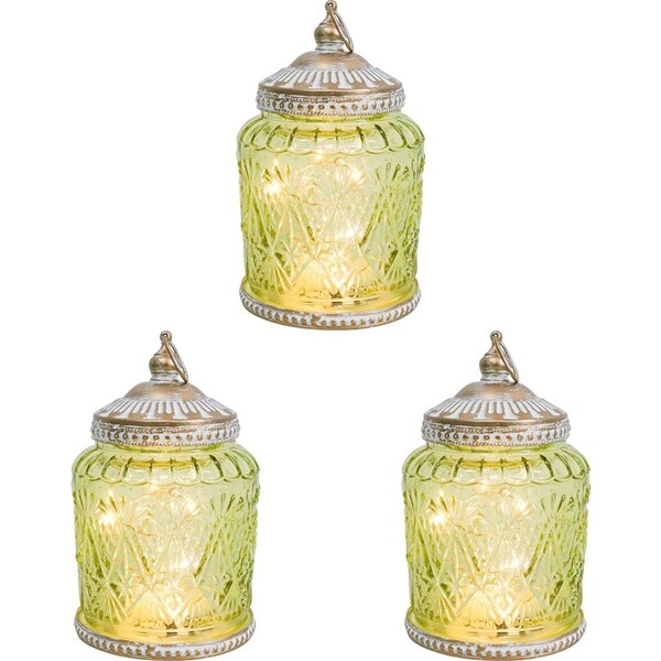 3x LVD Lantern LED Motif Apple Decorative Lighting Tabletop 13.5cm Home Decor