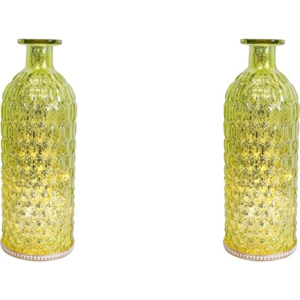 2x LVD Lantern LED Bottle Pistachio Decorative Lighting Tabletop 24.5cm Decor