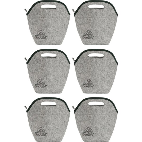 3x 2PK EcoSouLife Reusable Insulated Keep Temp Bag/Lunchbag Storage w/Handle GRY