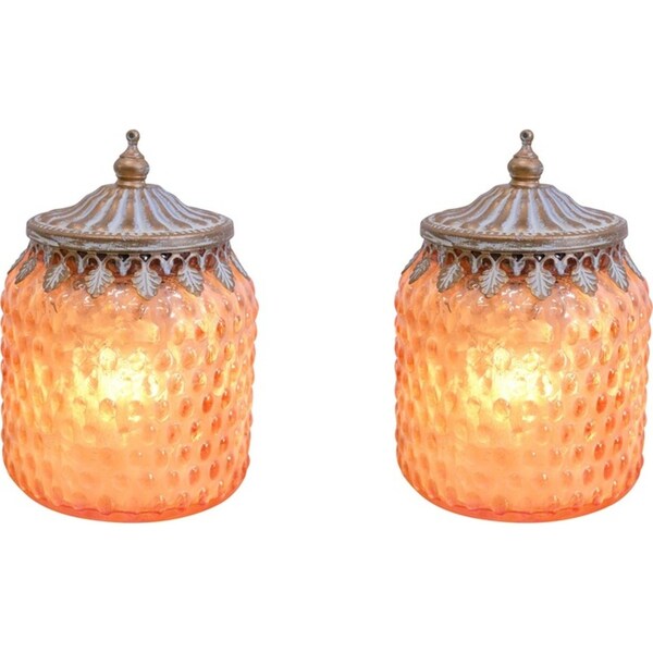 2x LVD Lantern LED Dimple Decorative Lighting Tabletop Display 11cm Home Decor