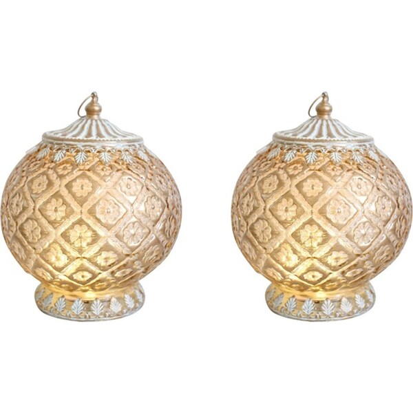 2x LVD Lantern LED Round Goldwash Decorative Lighting Tabletop Display Decor