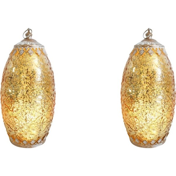 2x LVD Lantern LED Tall Decorative Lighting Tabletop Display Home Decor Gold