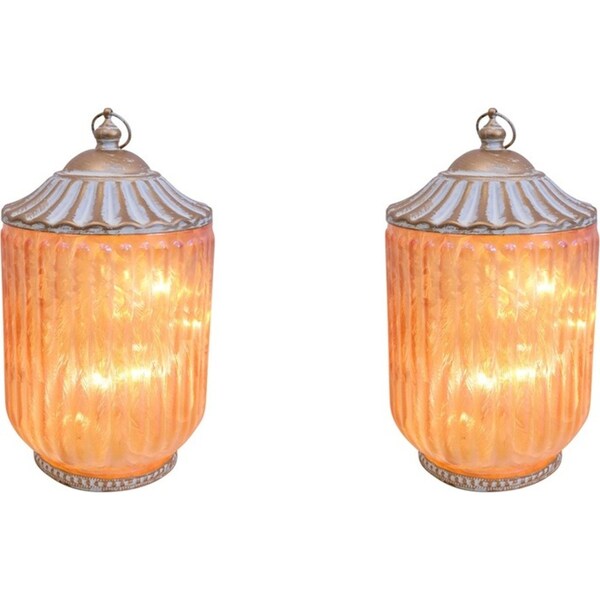 2x LVD Lantern LED Large Vasey Decorative Lighting Tabletop 19cm Home Decor
