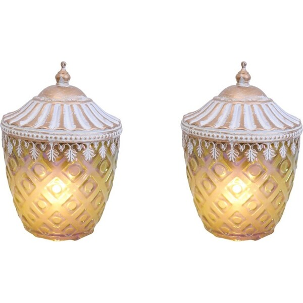 2x LVD Lantern LED Diamont Decorative Lighting Tabletop Display 16.5cm Decor