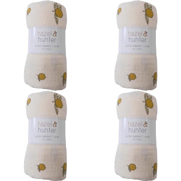 4x LVD Muslin Wrap Lemons Home/Nursery Decor Decor Children/Baby 100x100cm