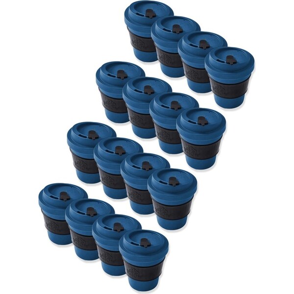 4x 4PK EcoSouLife Reusable All Natural Coffee/Tea Travel Drinking Cup 350ml Navy