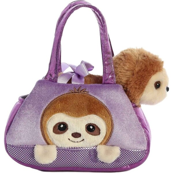Fancy Pals Sloth Stuffed Animal Plush Kids Toy w/ Carry Bag 18cm Purple 3y+