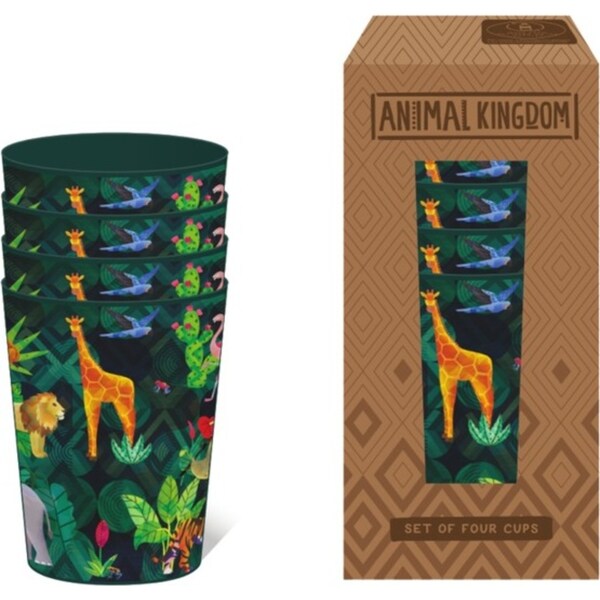 4pc Animal Kingdom Cup Kids/Children Drink Water/Juice Beverage Tumbler 13cm GRN