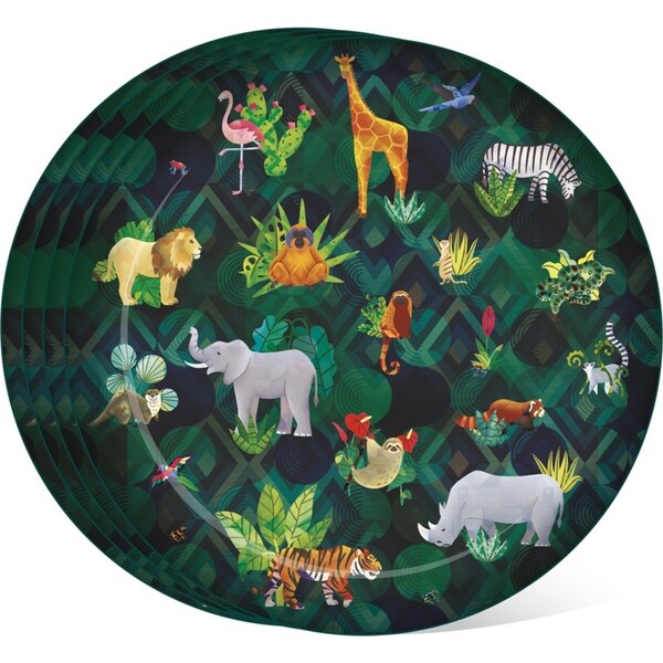 4pc Animal Kingdom Food Plate Kids/Children Dish Round Tableware 23cm Green