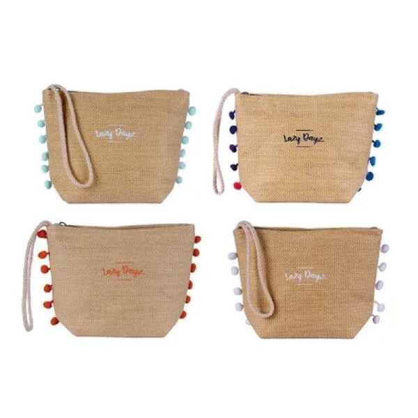 Beach Pom Pom Clucth Bag - Assorted Color