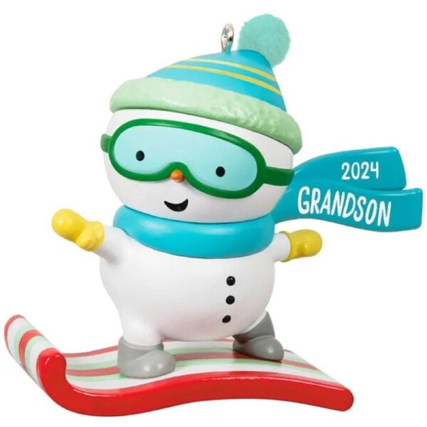 2024 Hallmark Keepsake Ornament - Grandson Snowboarding Snowman