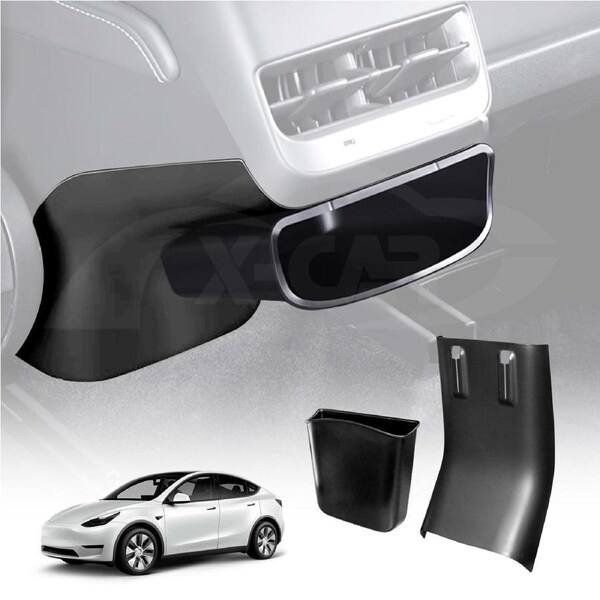 Rear Air Vent Storage Box with Removable Kick Panel for Tesla Model Y 2022-2025 Premium Stylish Upgrade Interior Organizer