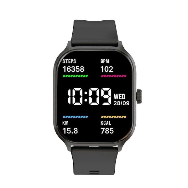 V-Fitness Smart Watch Black - 2" Touch Screen, Heart Rate & Sleep Tracking, IP68 Water Resistant, Music Control, Syncs with Apple Health & Google Fit