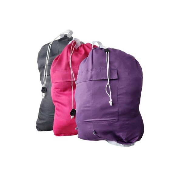Heavy Duty Commercial Laundry Bag - Black, Pink, Purple x 3
