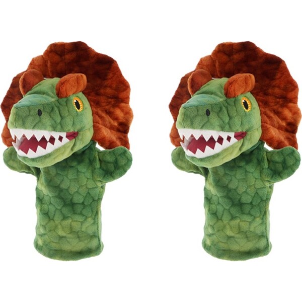 2x Keeleco Dilophosaurus Hand Puppet Soft Plush Kids/Children Toy 27cm GRN 3+