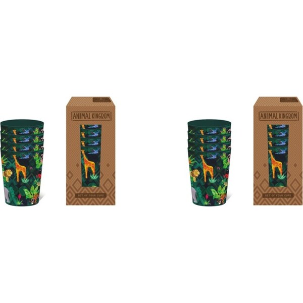 2x 4pc Animal Kingdom Cup Kids/Children Drink Water Beverage Tumbler 13cm Green