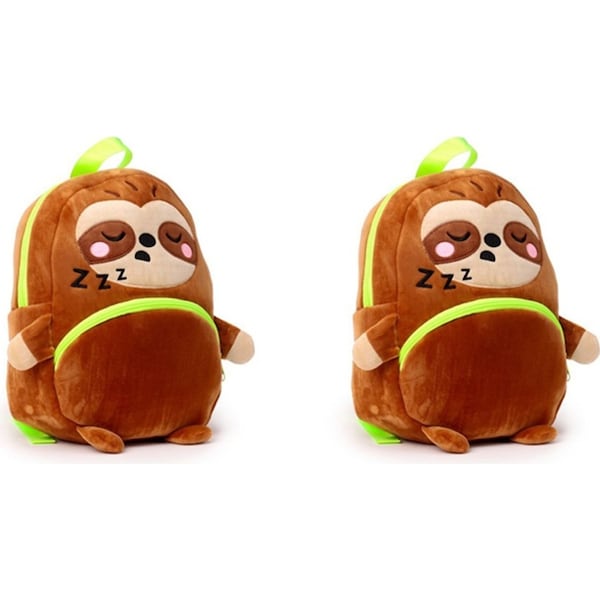 2x Adoramals 30cm Sloth Backpack Kids/Toddler Travel School Animal Plush Bag