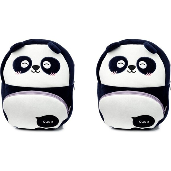 2x Adoramals 30cm Panda Backpack Kids/Toddler Travel School Animal Plush Bag