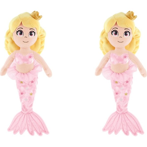 2x Keeleco Mermaid Soft Stuffed Animal Plush Kids/Children Play Toy 25cm Pink 3+