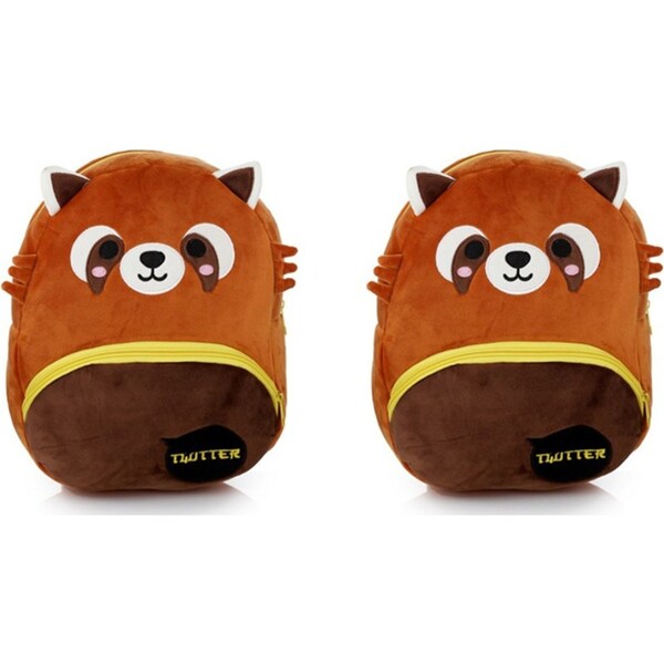 2x Adoramals 30cm Red Panda Backpack Kids/Child Travel School Animal Plush Bag