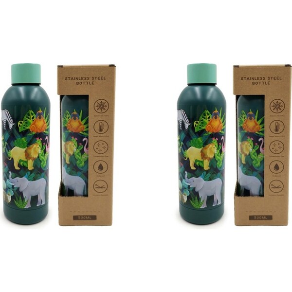 2x Animal Kingdom 530ml Stainless Steel Bottle Water Insulated Tumbler Green