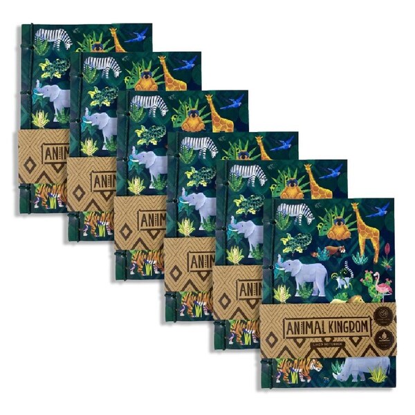 6x Animal Kingdom 20cm Lined Notebook Journal Kids Writing School Stationery